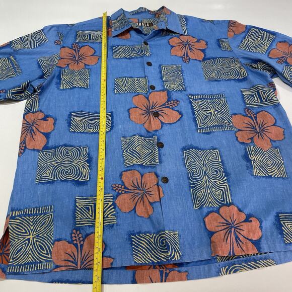 Kahala Men's Floral Button-Up Shirt Blue Pink Size 2XL XXL Handcrafted Hawaiian - Picture 3 of 7